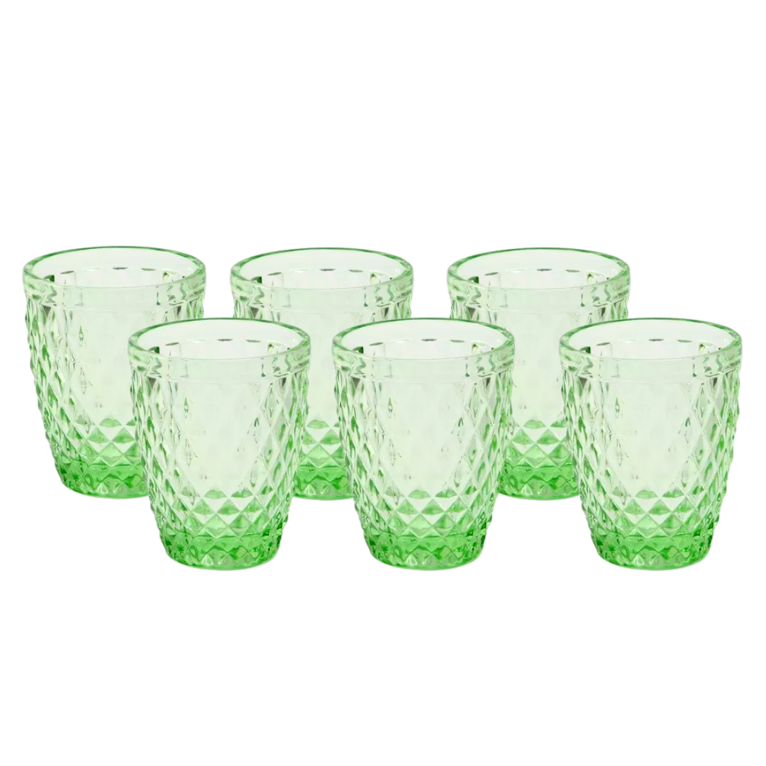 SET X6 VASOS VIDRIO ROMBOS CHAMPAGNE - Roma Home & Deco