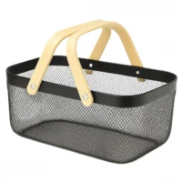 CANASTA CON MANGO DE MADERA RECTANGULAR
